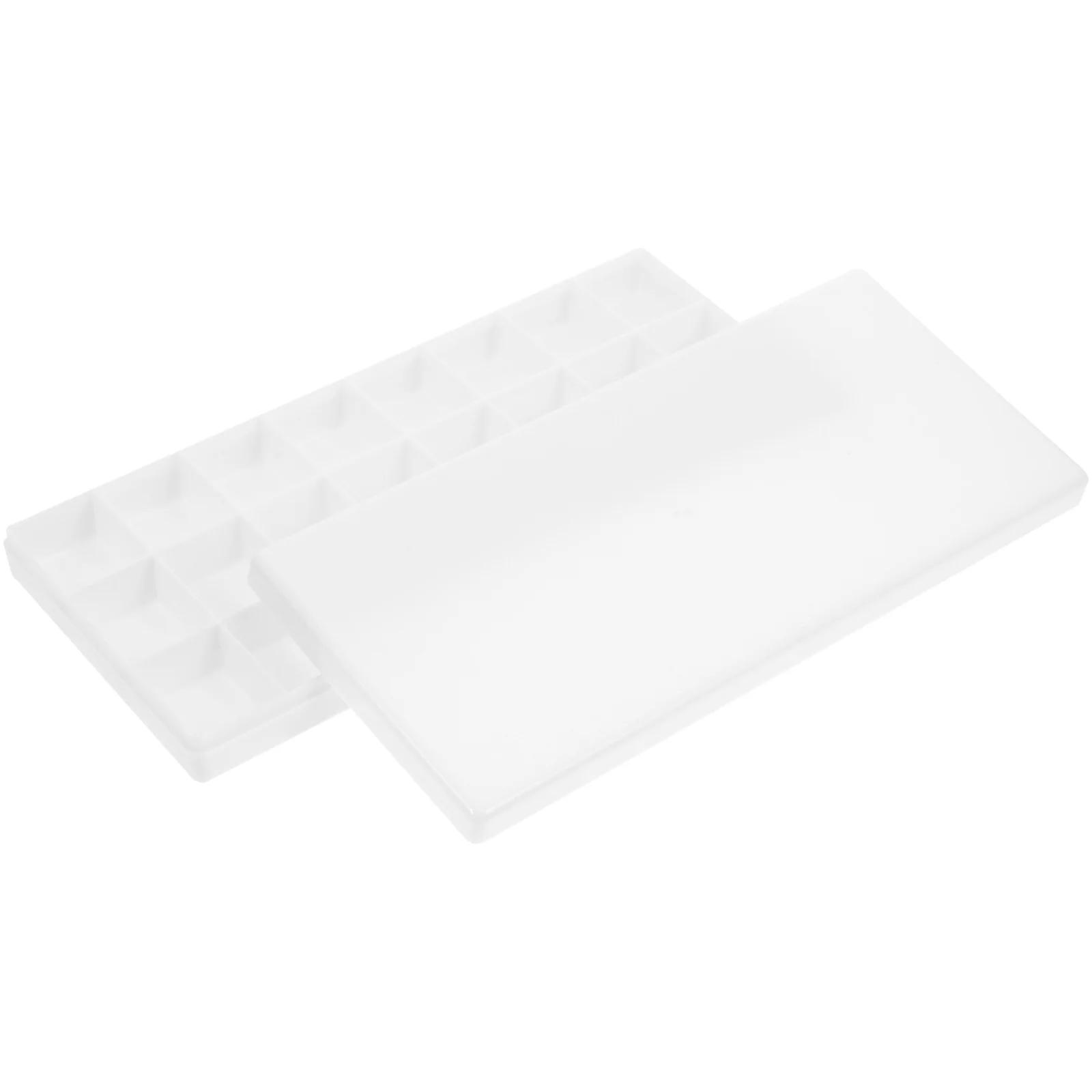 수채화 구아슈 유화 페인팅용 하드 뚜껑 수채화 상자, 흰색, 24 웰 페인트 상자